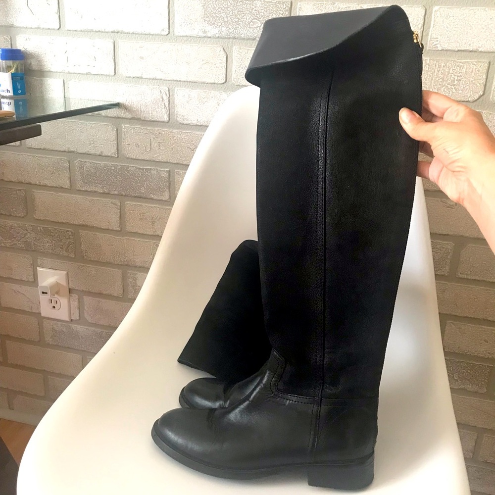 Tory Burch Simone Black Leather Over The Knee Riding Boots size 5M